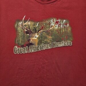 Great American Hunters Buck Deer Graphic T-Shirt Mens XL Red Hunting Tee Alstyle